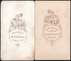 cca 1865 Vizitkártya méretű portrék, 2 db vintage fotó, 10,5x6 cm