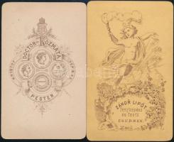 cca 1864 Vizitkártya méretű portrék, 2 db vintage fotó, 10,5x6 cm