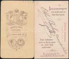 cca 1862 Vizitkártya méretű portrék, 2 db vintage fotó, 10,5x6 cm