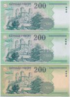 1998-2007. 200Ft (6x) közte egy közeli sorszámú pár T:II,II-