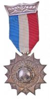 Franciaország ~1900. Szabadkőműves? Ag kitüntetés mellszalagon, ezüstjelzés a kitüntetés hátoldalán (Br.:24,08g/45mm) T:2 /  France ~1900. Masonic? Ag decoration with ribbon, silver hallmark on reverse (Br.:24,08g/45mm) C:XF
