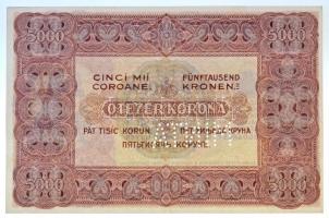 1920. 5000K "MINTA" perforációval és piros "000 000000" számozással T:II / 
Hun...