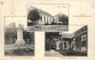 1911 Erdőcsokonya (Csokonyavisonta), M. kir. posta, Gróf Széchenyi István szobor, gróf Széchenyi Géza kastélya és park