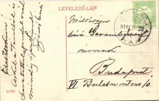 1911 Erdőcsokonya (Csokonyavisonta), M. kir. posta, Gróf Széchenyi István szobor, gróf Széchenyi Géz...