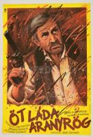 1984 Koppány Simon (1943-): Öt láda aranyrög, francia film plakát, főszerepben: Lino Ventura, szélén kis szakadással, 56x38 cm