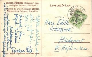 1911 Budapest V. Gundel Ferencz Virágbokor nagyvendéglője, belső. József tér 1. (ma József Nádor tér...