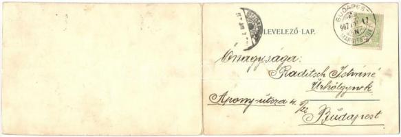 1907 Budapest XIII. Margitsziget, Schäfer J. Alsó vendéglője és kávéháza. Kinyitható litho képeslap ...