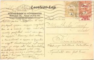 1915 Budapest, Roessemann és Kühnemann gépgyár reklámlapja, szénvételezés egy kazánházban. belső / H...