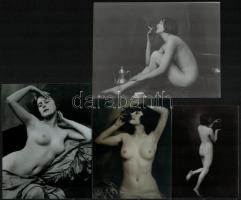 cca 1928 Demeter Károly (1892-1983) budapesti fényképész hagyatékából 4 db mai nagyítás, 13x17 cm és 12,5x9 cm között