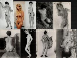 cca 1978 Parti lányok, szolidan erotikus felvételek, 13 db vintage fénykép, 10x15 cm és 12x6,5 cm között