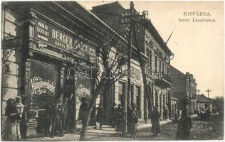 1913 Kisvárda, Szent László utca, üzletek, Berger Ignácz és társa könyvkereskedése és saját kiadása