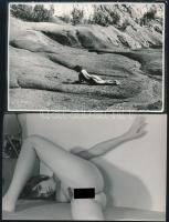 cca 1975 Vizuális üzenetek, szolidan erotikus felvételek, 5 db vintage fénykép, + 3 db vintage negat...