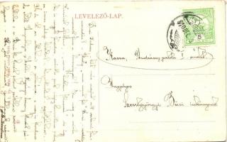 1910 Gyula, Erkel tér és szobor, piaci árusok, Reinhart J. üzlete. W.L. Bp. 6533. (EK)