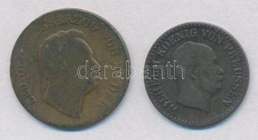 Német Államok / Baden 1851. 1kr Cu "I. Lipót" + Poroszország 1866A. 1gr Ag "I. Vilmos...