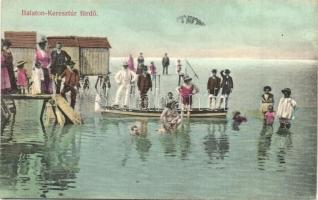 1911 Balatonkeresztúr-fürdő, fürdőzők. Müller Vilmos kiadása