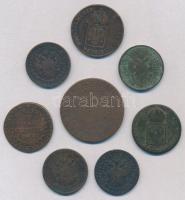 8db-os vegyes magyar és osztrák krajcár tétel, közte 1851E 1kr Cu + 1812G 3kr Cu "I. Ferenc&quo...
