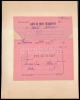 cca 1906 Szörényvár-Bukarest, 2 db román nyelvű üdvözlő távirat