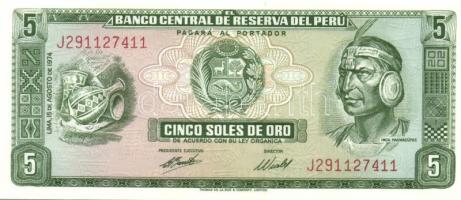 Peru 1974. 5S, 50S T:I + 1976-77. 10S, 50S, 100S, 500S T:I