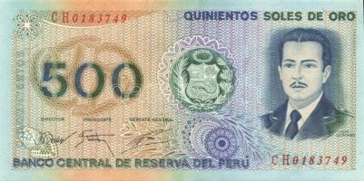 Peru 1974. 5S, 50S T:I + 1976-77. 10S, 50S, 100S, 500S T:I