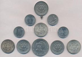 Amerikai Egyesült Államok 1964-2000. 25c-1$ (11xklf) érme közte 1964. 1/2$ Ag, 1967. 1/2$ Ag és 1968...