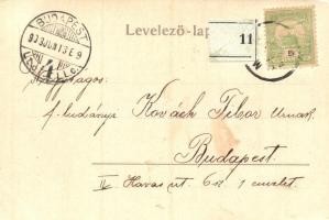 1903 Marosújvár, Ocna Mures; utcakép templommal és lovaskocsival. Adler Alfréd fényképész / street v...