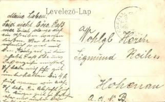 1909 Nagyúny, Unin, Unín; Nagytemplom, plébánia, községháza / Velki Kostol, Fara, Obecny dom / churc...