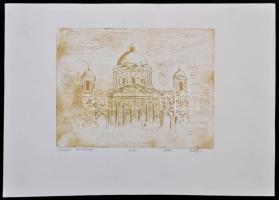 Erdélyi jelzéssel: Esztergomi homlokzat, rézkarc, papír, 15,5×20,5 cm