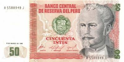 Peru 1986-89. 10I, 50I (2x) klf dátummal, 100I (2x) klf dátummal, 500I, 1000I, 5000I, 10.000I, 50.00...