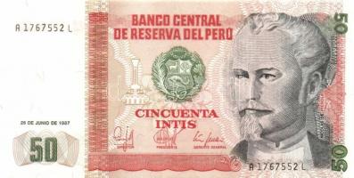 Peru 1986-89. 10I, 50I (2x) klf dátummal, 100I (2x) klf dátummal, 500I, 1000I, 5000I, 10.000I, 50.00...