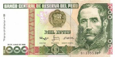 Peru 1986-89. 10I, 50I (2x) klf dátummal, 100I (2x) klf dátummal, 500I, 1000I, 5000I, 10.000I, 50.00...