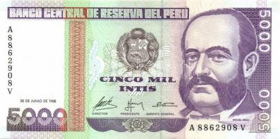 Peru 1986-89. 10I, 50I (2x) klf dátummal, 100I (2x) klf dátummal, 500I, 1000I, 5000I, 10.000I, 50.00...