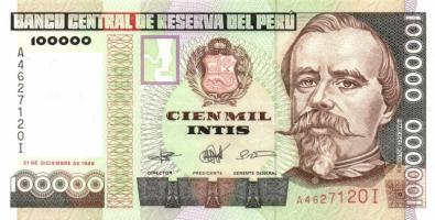 Peru 1986-89. 10I, 50I (2x) klf dátummal, 100I (2x) klf dátummal, 500I, 1000I, 5000I, 10.000I, 50.00...