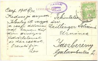 1911 Csap, Chop; vasútállomás gőzmozdonnyal. W.L. Bp. 5680. Glück Imre kiadása / Bahnhof / railway s...