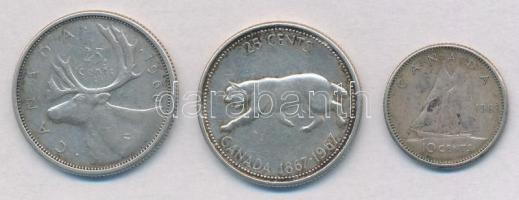 Kanada 1960. 25c Ag + 1963. 10c Ag + 1967. 25c Ag T:2,2-
Canada 1960. 25 Cents Ag + 1963. 10 Cents ...