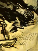 Rubint Ávrahám Péter (1958-): Fekvő akt. Vegyes technika, karton, jelzett, 84×135 cm