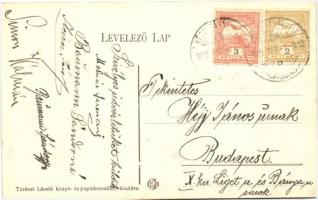 1909 Kézdivásárhely, Targu Secuiesc; Református bérpalota, utcakép, Rácz András liszt és termény üzl...