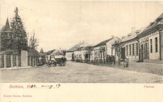 1910 Bethlen, Beclean; Fő utca és üzlet. Kajári István / main street view with shop (EK)