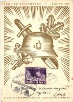 1942 Tag der Briefmarke. Einheitsorganisation der Deutschen Sammler / WWII German NS stamp day, So. Stpl s: Axster-Heudtlass (tiny tear)