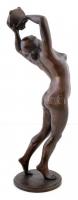 Sárdinecz (Sárdi) Ferenc (1883-1942): Art deco táncoló akt csörgődobbal. Patinázott bronz, jelzett, ...