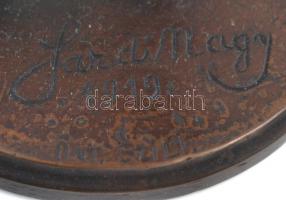 Sárdinecz (Sárdi) Ferenc (1883-1942): Art deco táncoló akt csörgődobbal. Patinázott bronz, jelzett, ...