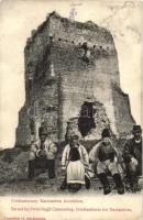 Sebesrom, Sebestorony, Rujen, Turnu Ruieni (Karánsebes); Ovidius torony falubeliekkel / castle ruins, folklore (EK)