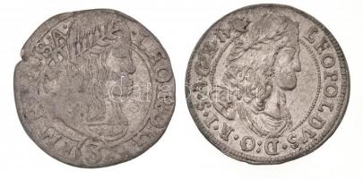 Ausztria 1677. 3kr Ag (1,5g) + Csehország / Történelmi tartomány 1668. 3kr Ag "I. Lipót" (1,5g) T:2,2- ph. /  Austria 1677. 3 Kreuzer Ag (1,5g) + Bohemia 1668. 3 Kreuzer Ag "Leopold I" (1,5g) C:XF,VF edge error Krause KM#1245; KM#487