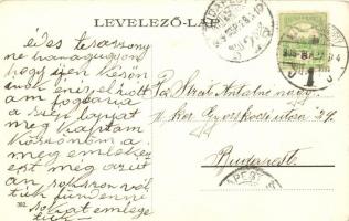 1906 Marosvásárhely, Targu Mures; Fő tér, Szent Ferenc rendiek temploma, Heszke József fodrászterme,...