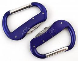 2 db multifunkcionális fém karabiner, jó állapotban, 8×5 cm