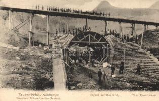 Tauernbahn, Nordrampe, Strecke Schwarzach-Gastein, Objekt bei km 213, 10 m Spannweite. F. Fuchs / Construction of the Tauern Railway Schwarzach-Gastein