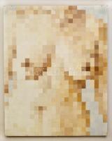 Jelzés nélkül: Kompozíció. Pixelek I. Olaj, farost, 76×61 cm