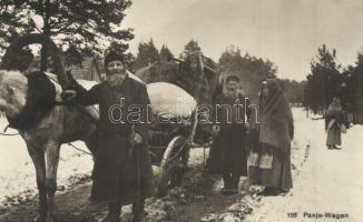 1916 Panje-Wagen. Bug-Armee / Polish Jewish men with horse carriage in Galicia. Judaica