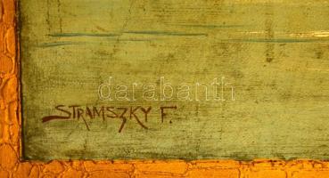 Jelzés nélkül: 3 db paraván tájképekkel, vaslemez, sérült, 120×33 cm (3×)