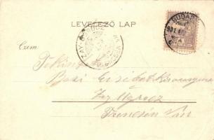 1901 Száz zsidó egy sorba Deputáczióba... / Jewish people humour. Judaica, M. J. F. B. litho s: Hege...