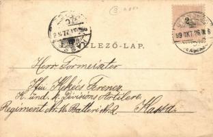 1899 Gyöngyös, Fő tér templommal télen. Bendl Károly kiadása (EK)